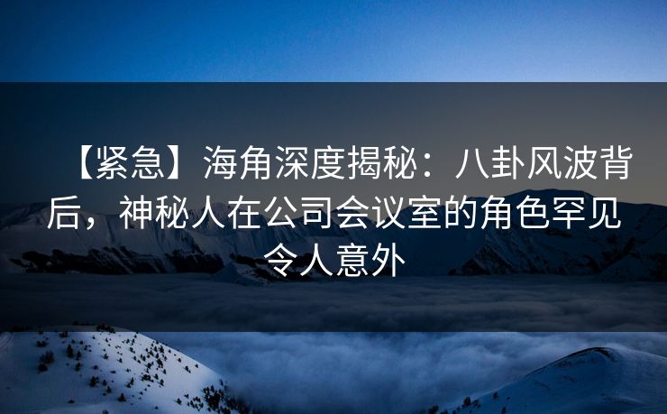 【紧急】海角深度揭秘：八卦风波背后，神秘人在公司会议室的角色罕见令人意外