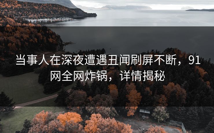 当事人在深夜遭遇丑闻刷屏不断，91网全网炸锅，详情揭秘