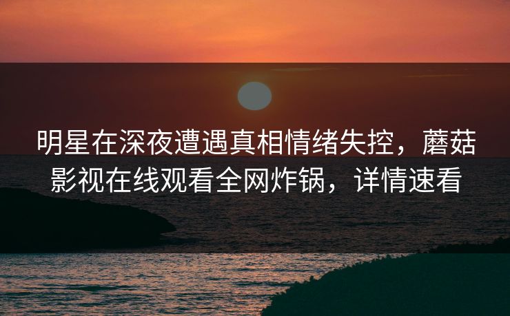 明星在深夜遭遇真相情绪失控，蘑菇影视在线观看全网炸锅，详情速看