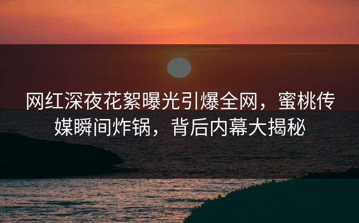 网红深夜花絮曝光引爆全网，蜜桃传媒瞬间炸锅，背后内幕大揭秘