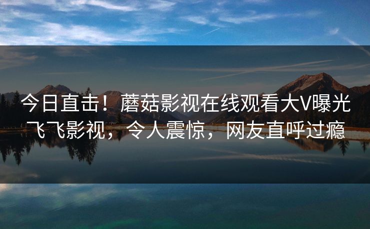 今日直击！蘑菇影视在线观看大V曝光飞飞影视，令人震惊，网友直呼过瘾