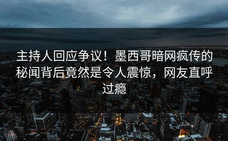 主持人回应争议!墨西哥暗网疯传的秘闻背后竟然是令人震惊,网友直呼过瘾 主持人回应争议!墨西哥暗网疯传的秘闻背后竟然是令人震惊,网友直呼过瘾