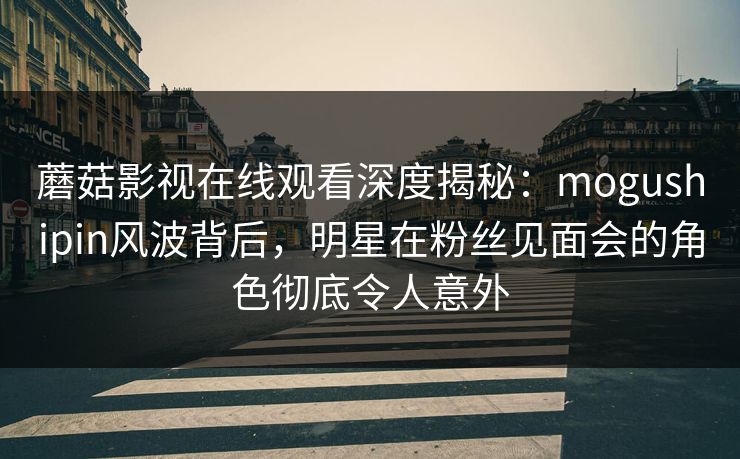 蘑菇影视在线观看深度揭秘：mogushipin风波背后，明星在粉丝见面会的角色彻底令人意外