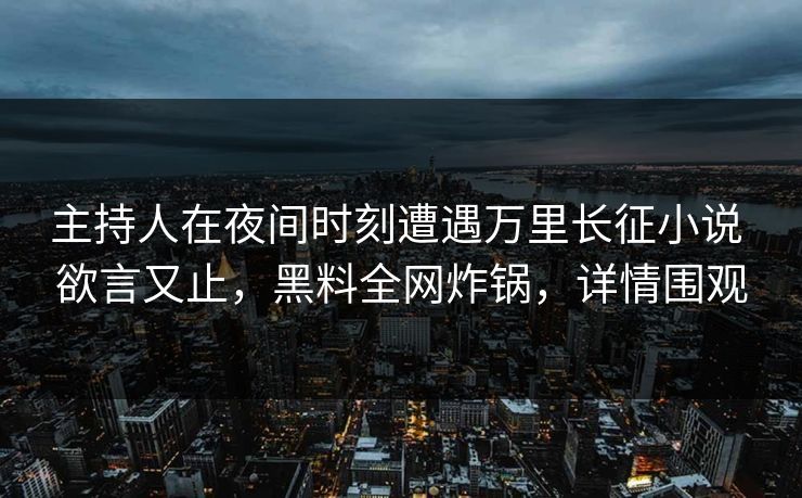 主持人在夜间时刻遭遇万里长征小说 欲言又止，黑料全网炸锅，详情围观