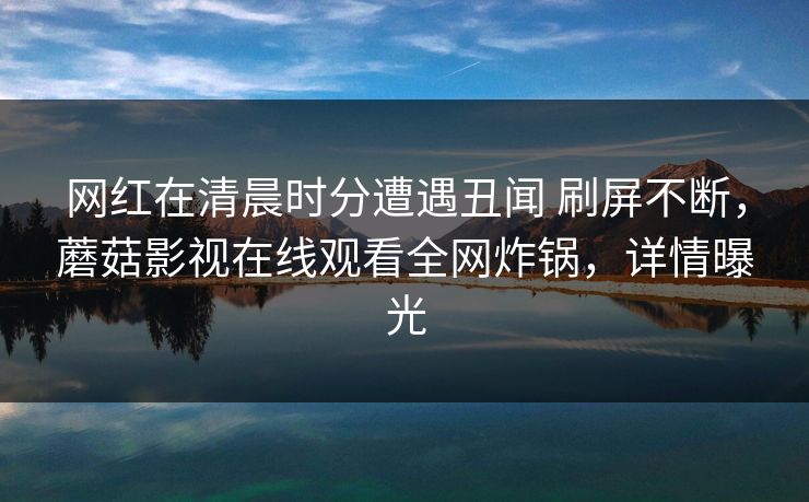 网红在清晨时分遭遇丑闻 刷屏不断，蘑菇影视在线观看全网炸锅，详情曝光