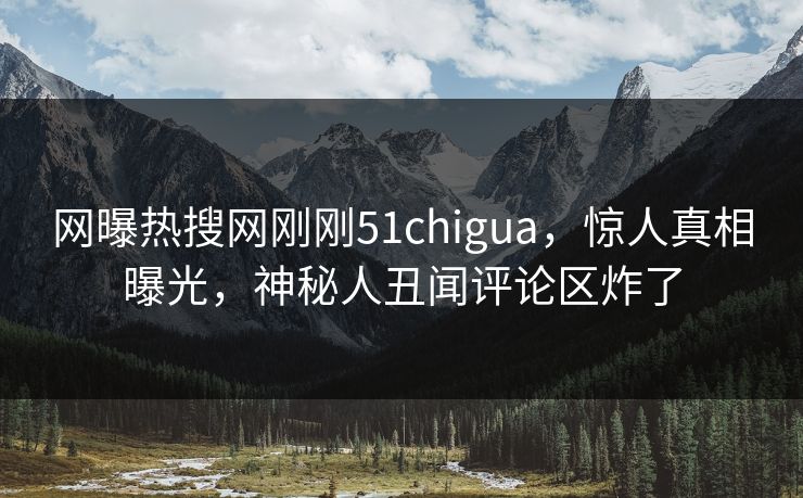 网曝热搜网刚刚51chigua，惊人真相曝光，神秘人丑闻评论区炸了